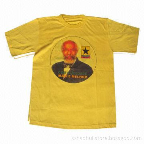 Yellow 100% Cotton Men's T-shirt with Printing, Various Colors Available
